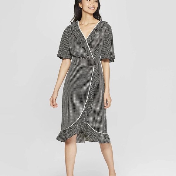 Who What Wear Dresses & Skirts - NWOT Who What Wear Polka Dot Ruffle Wrap Dress